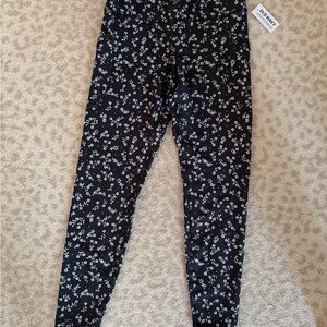Old Navy Black Leggings with White Floral Print